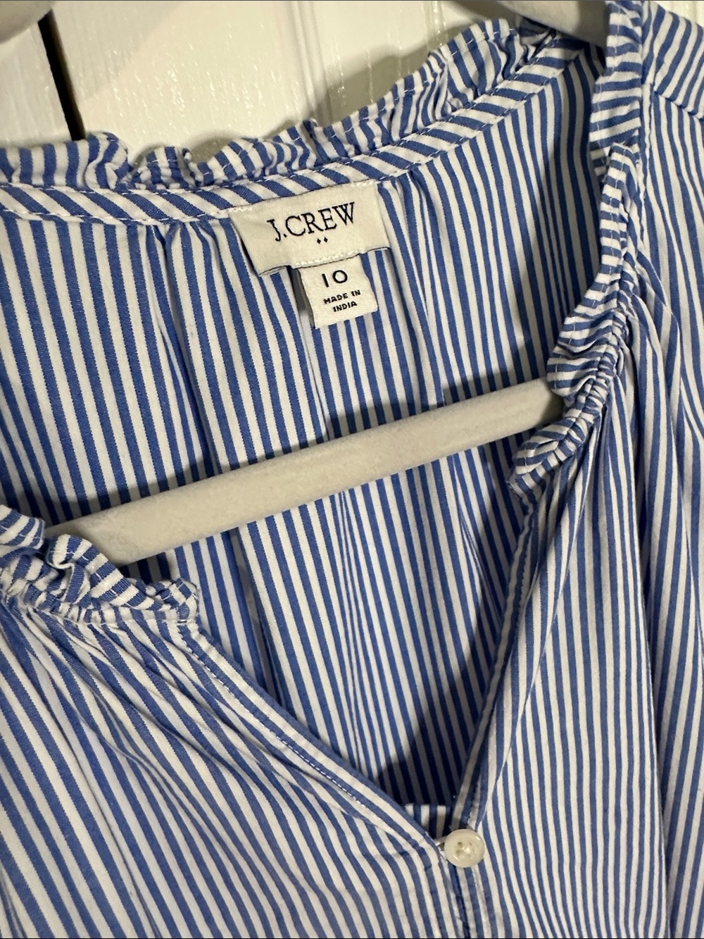 J. Crew Navy and White Striped Tiered Long-Sleeve Dress | 10 - Picture 2 of 8